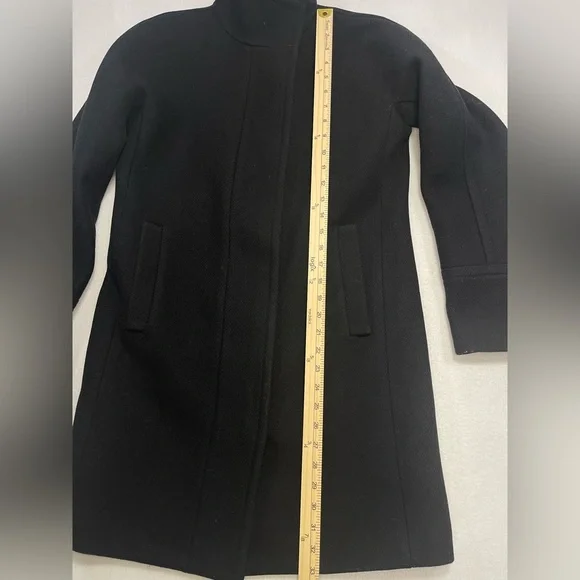 J.Crew Stadium Cloth Nello Gori Wool Coat Black Zip Front Size 2 Classic Luxury - Picture 11 of 12